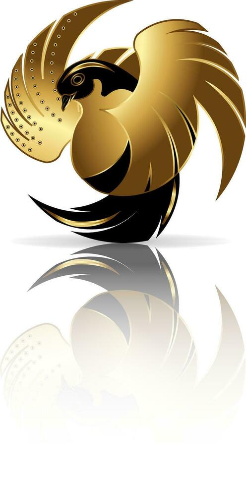 vetor imagem do uma cubano trogon inscrito dentro uma círculo de acordo com para a princípios do a dourado razão. a desenho animado estilo é feito dentro ouro. eps 10
