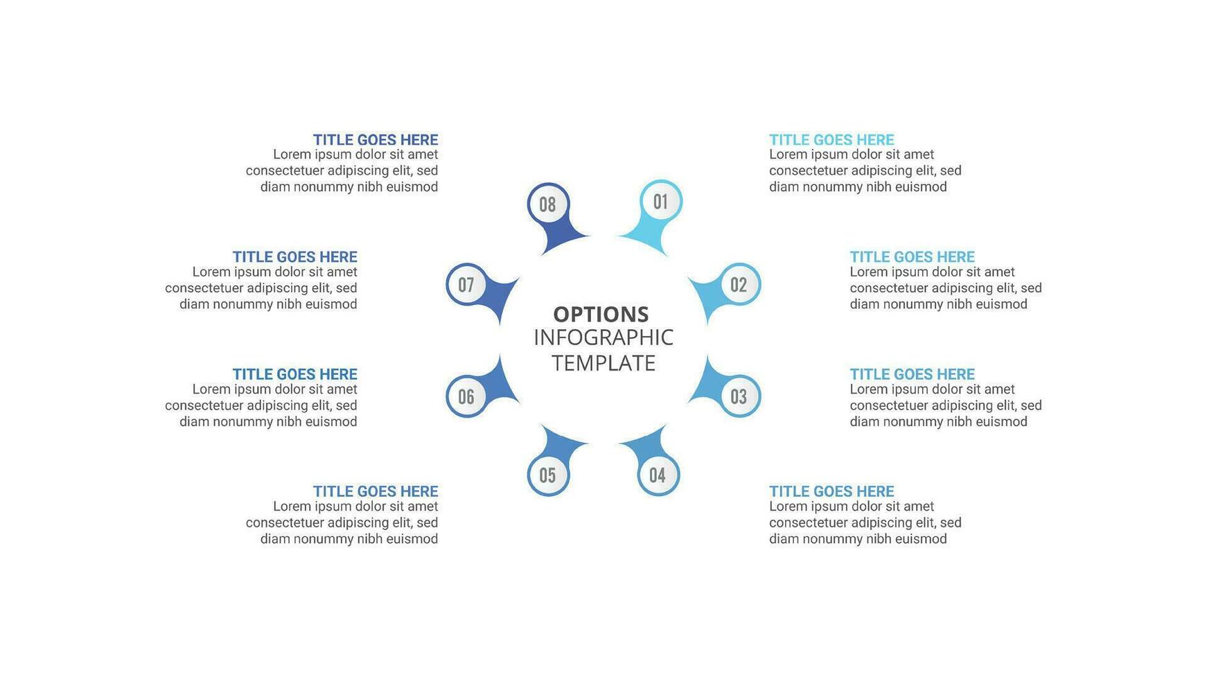 círculo volta o negócio infográfico Projeto modelo com 8 opções vetor