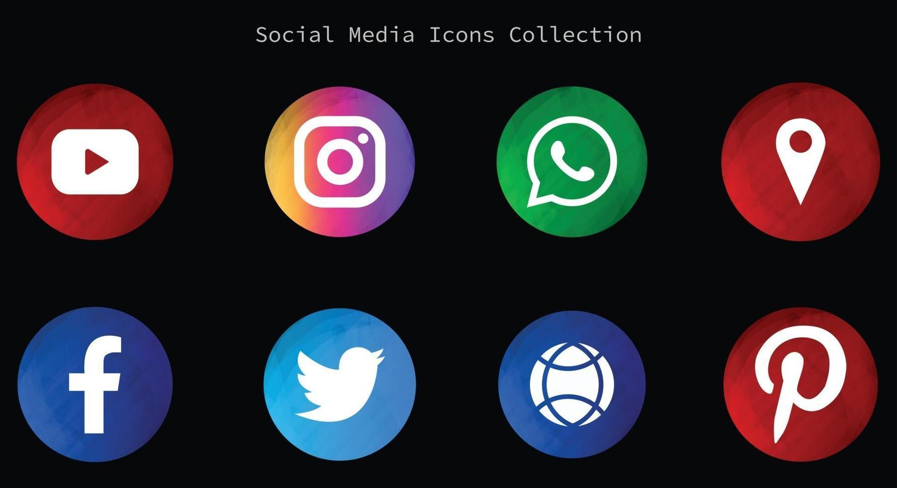 logotipos e ícones de mídia social vetor