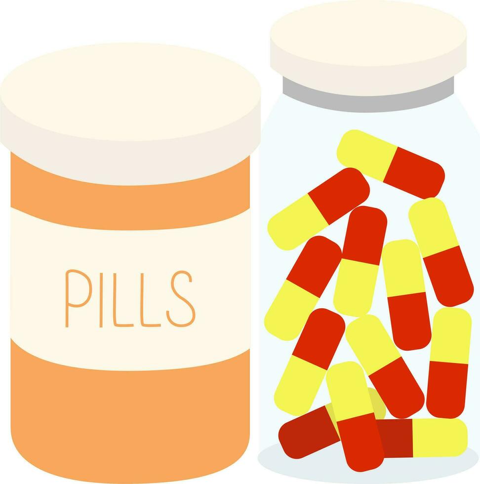 vetor ilustração do remédio garrafa e pílulas