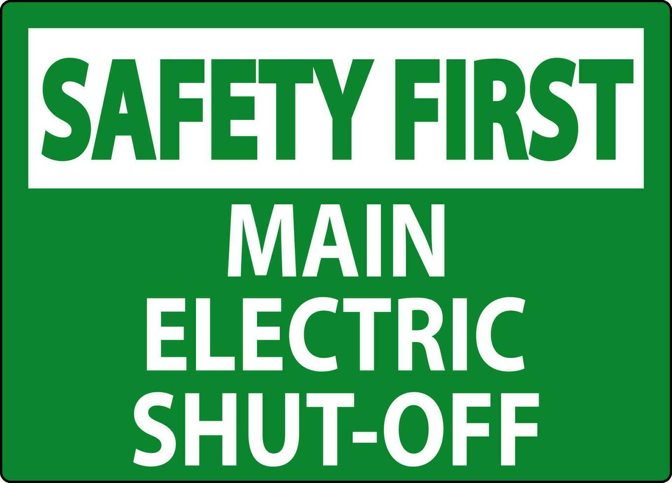 segurança primeiro placa a Principal elétrico desligar vetor