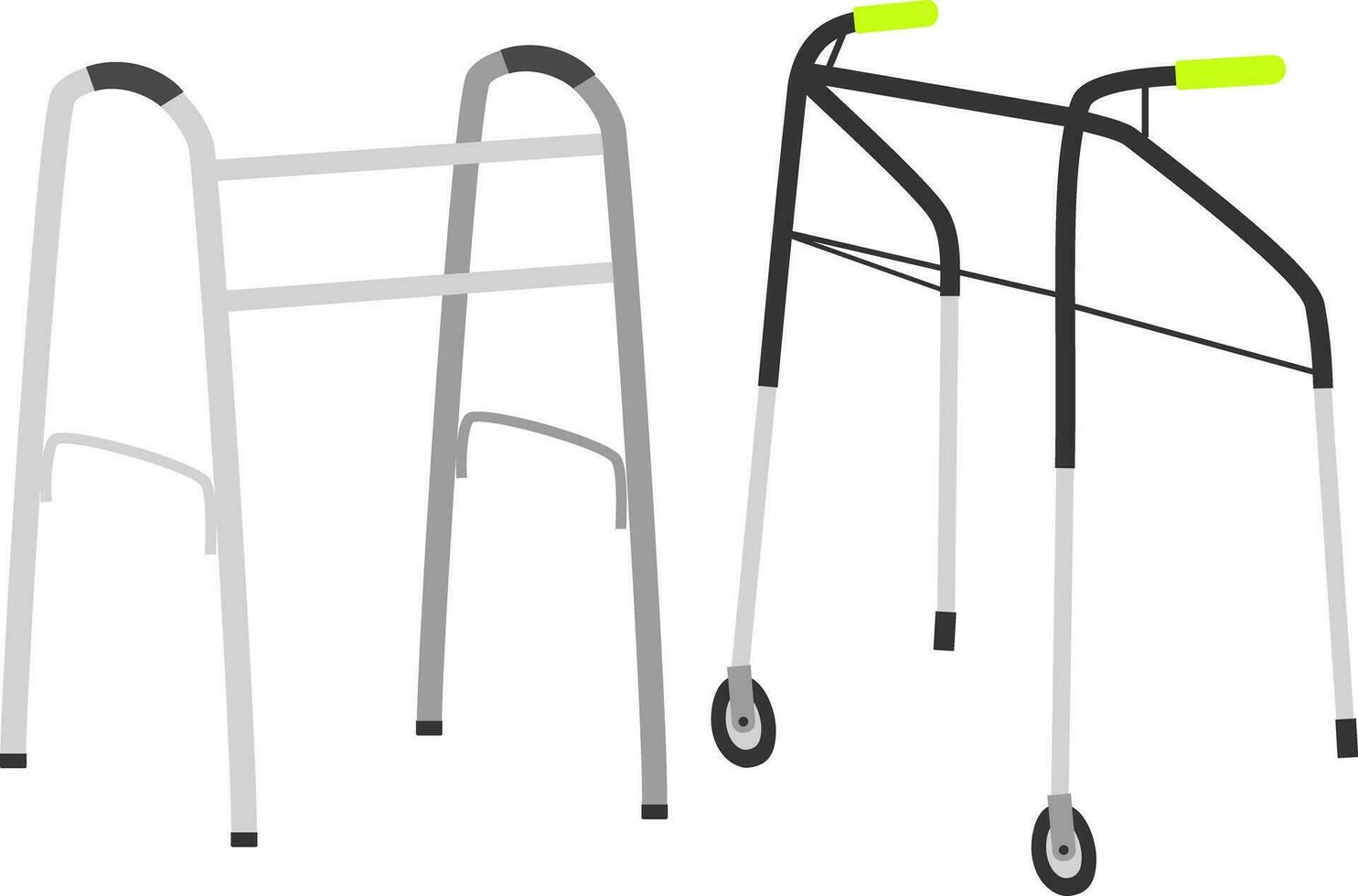 vetor ilustração do rodado caminhando quadro, Armação e rollator para Desativado isolado em branco fundo