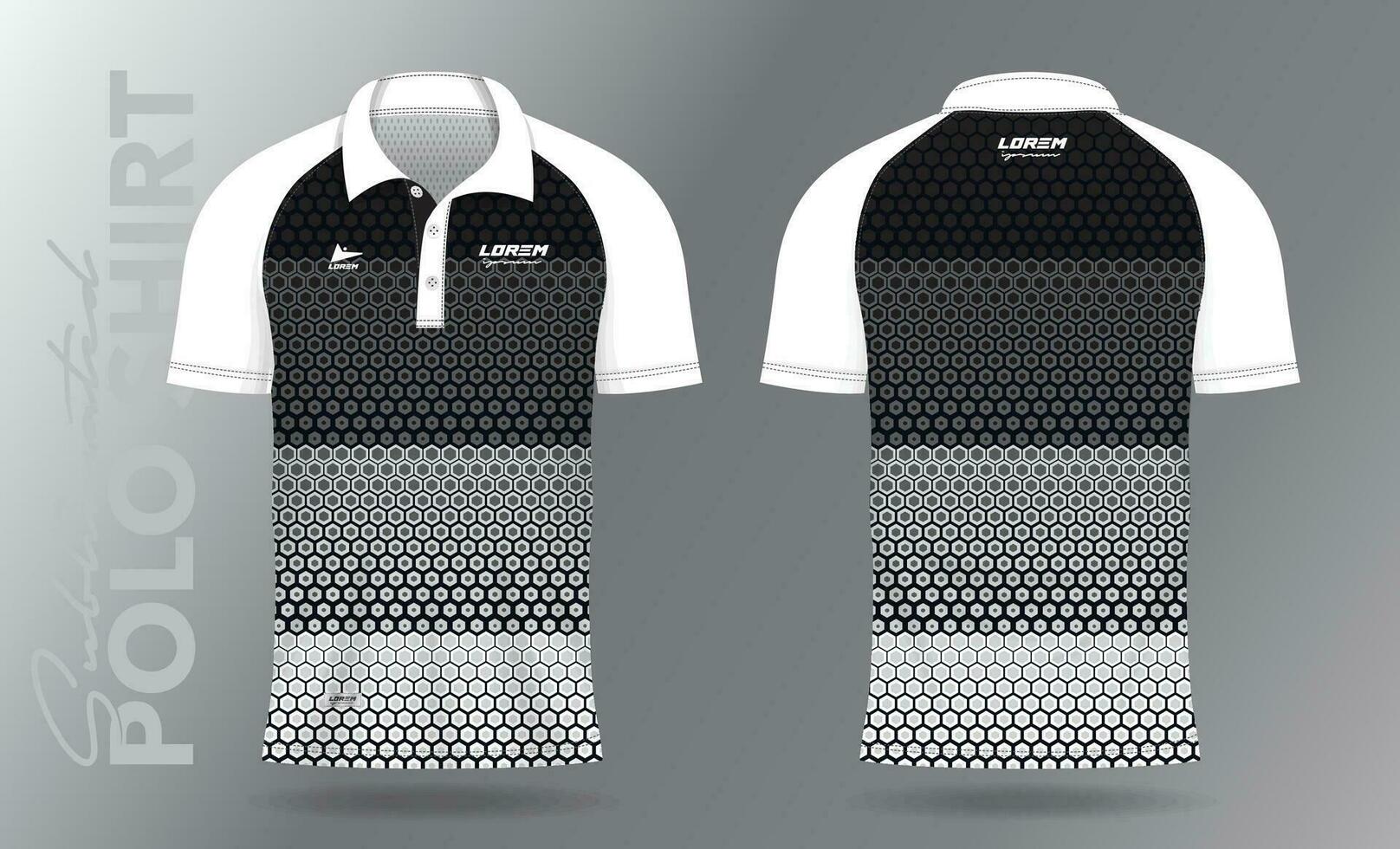 Preto e branco pólo camisa brincar modelo Projeto para esporte uniforme vetor