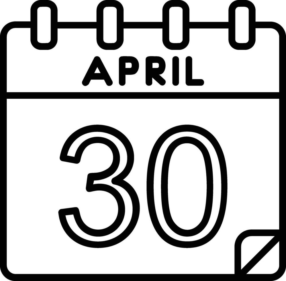 30 abril linha ícone vetor