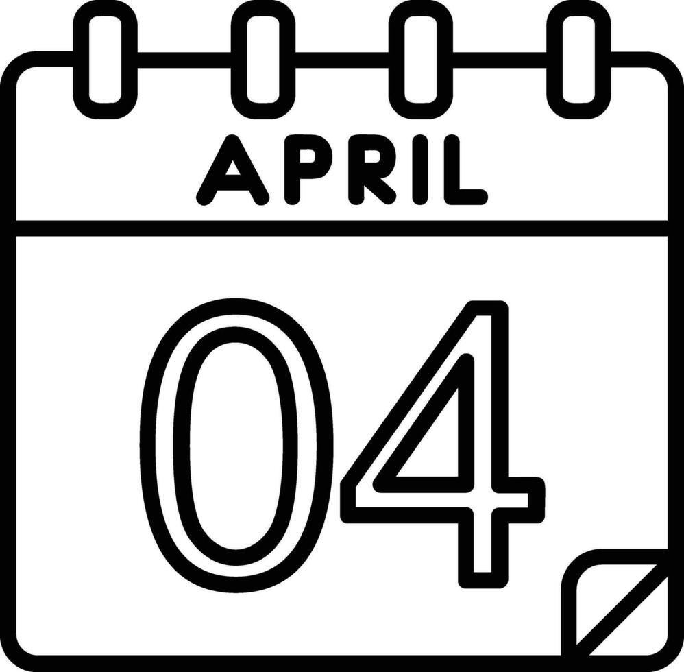 4 abril linha ícone vetor