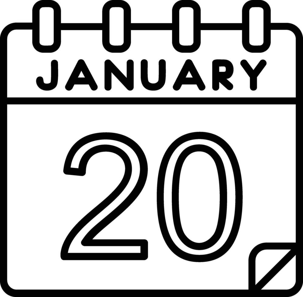 20 janeiro linha ícone vetor