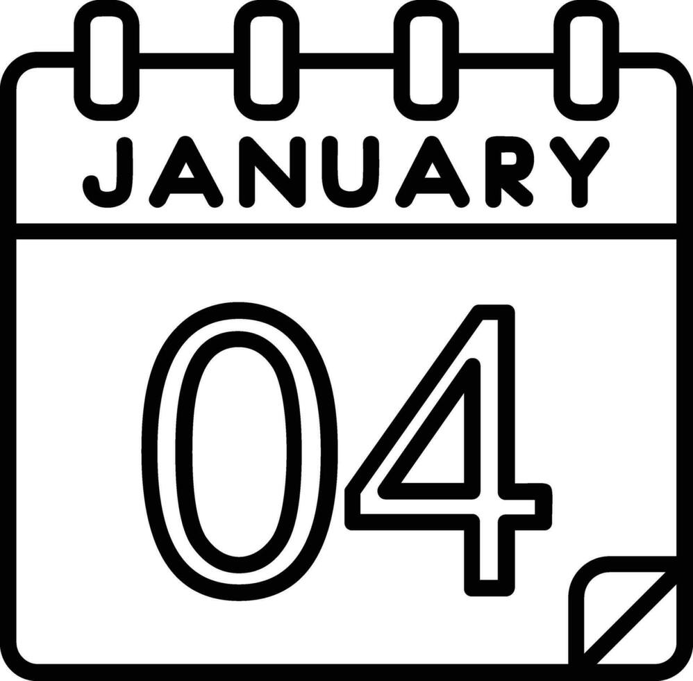 4 janeiro linha ícone vetor