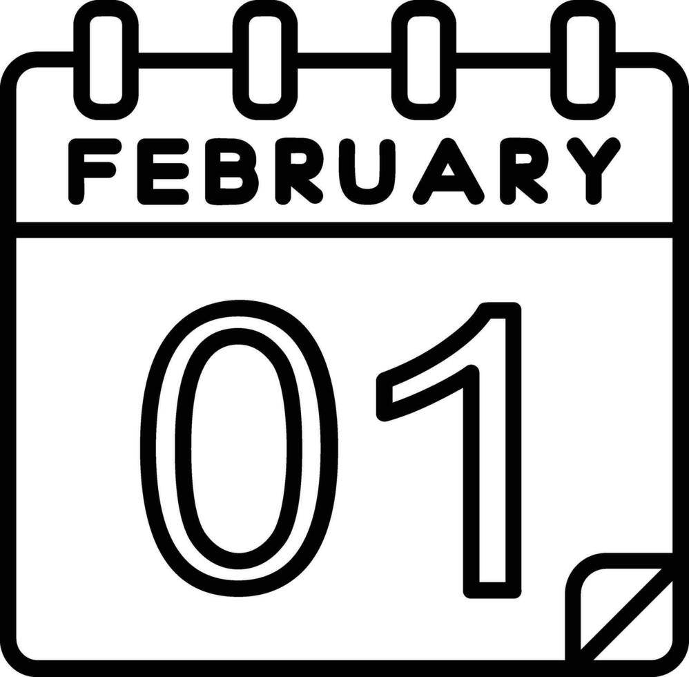 1 fevereiro linha ícone vetor
