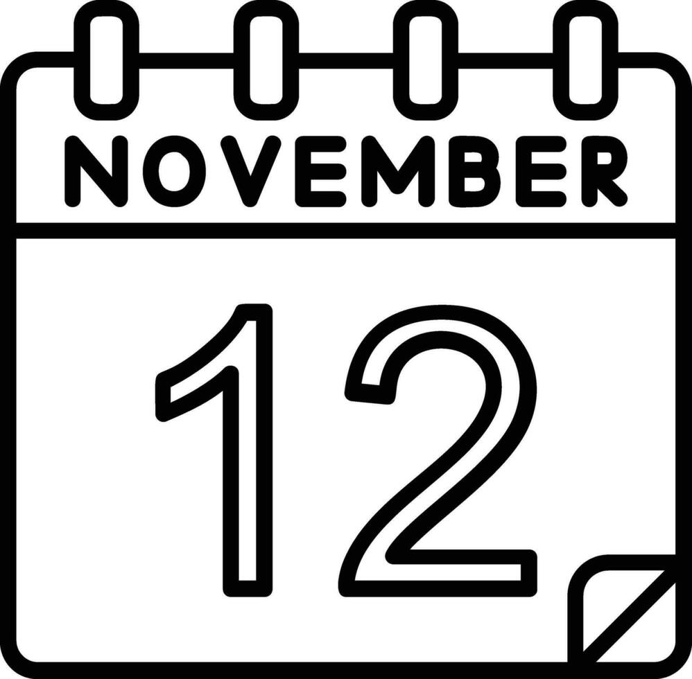 12 novembro linha ícone vetor