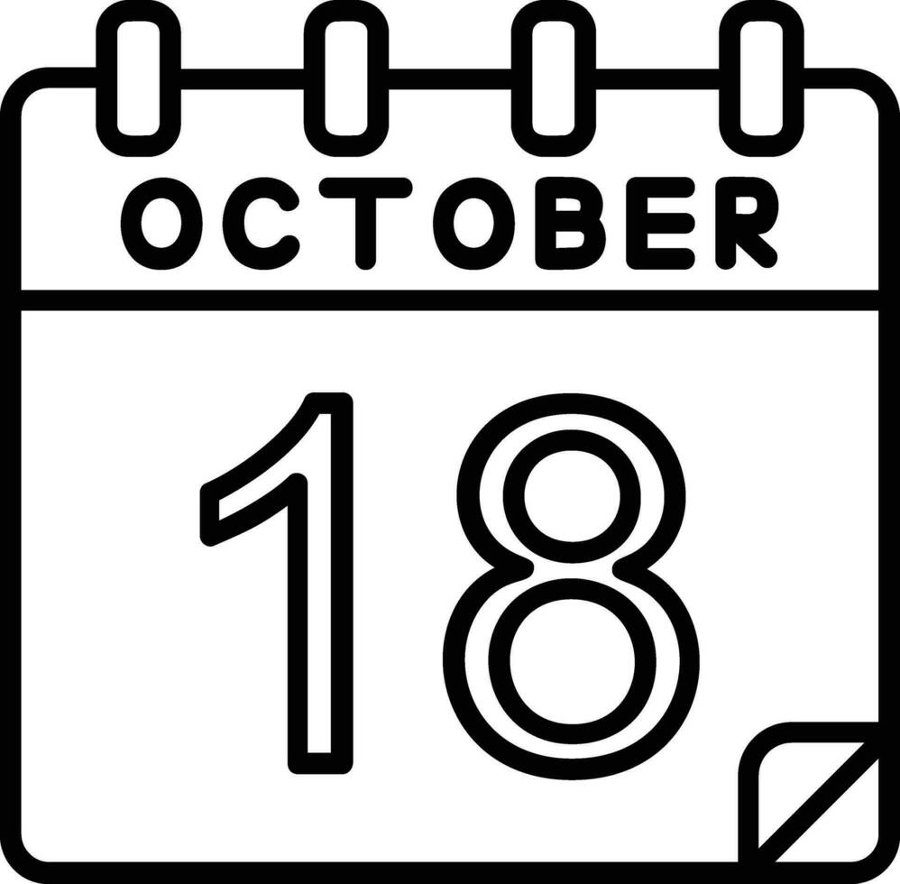 18 Outubro linha ícone vetor