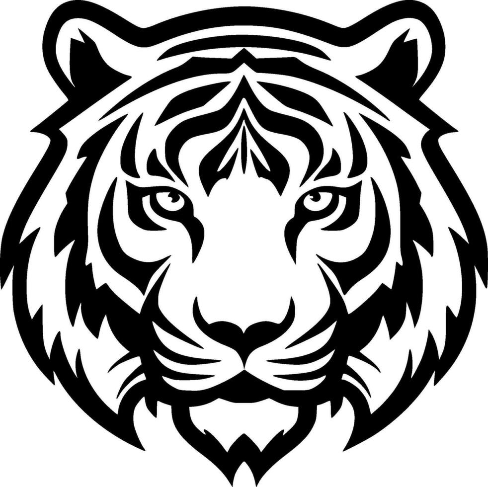 tigre - Preto e branco isolado ícone - vetor ilustração