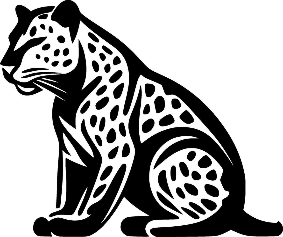 leopardo - Preto e branco isolado ícone - vetor ilustração