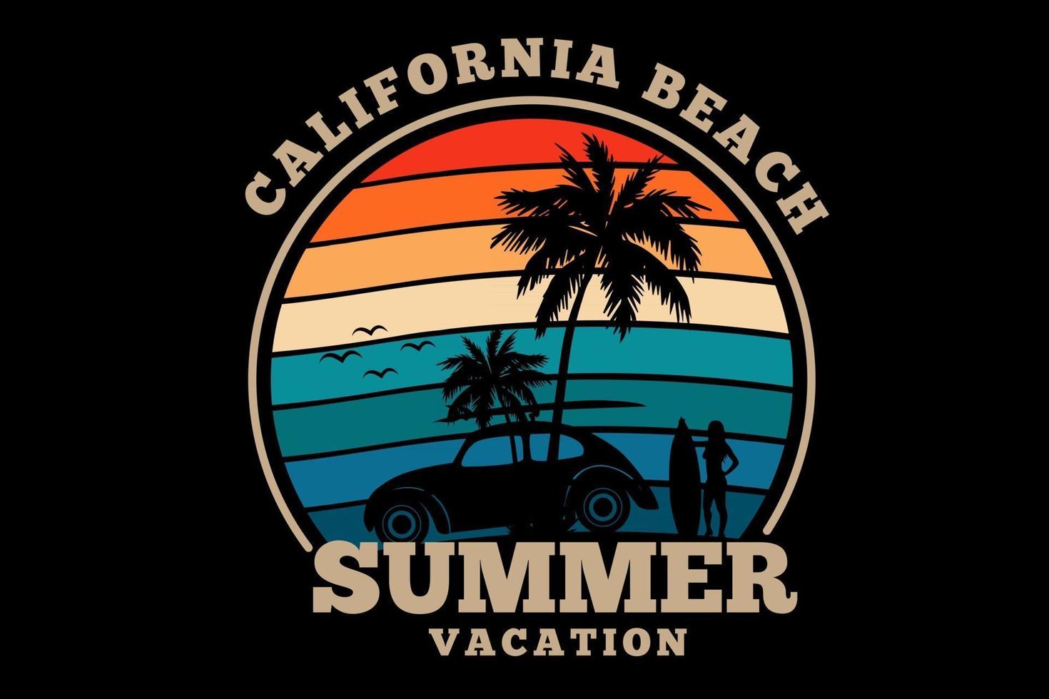 projeto da silhueta das férias de verão da praia da califórnia vetor