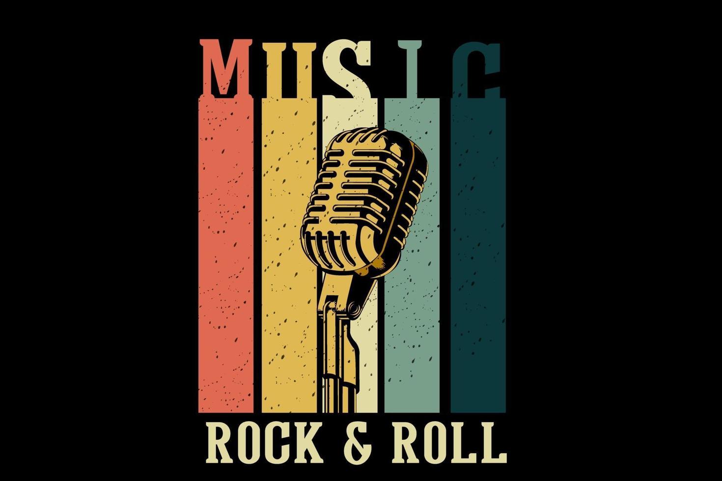 design de t-shirt de mercadoria de música rock and roll com microfone vetor