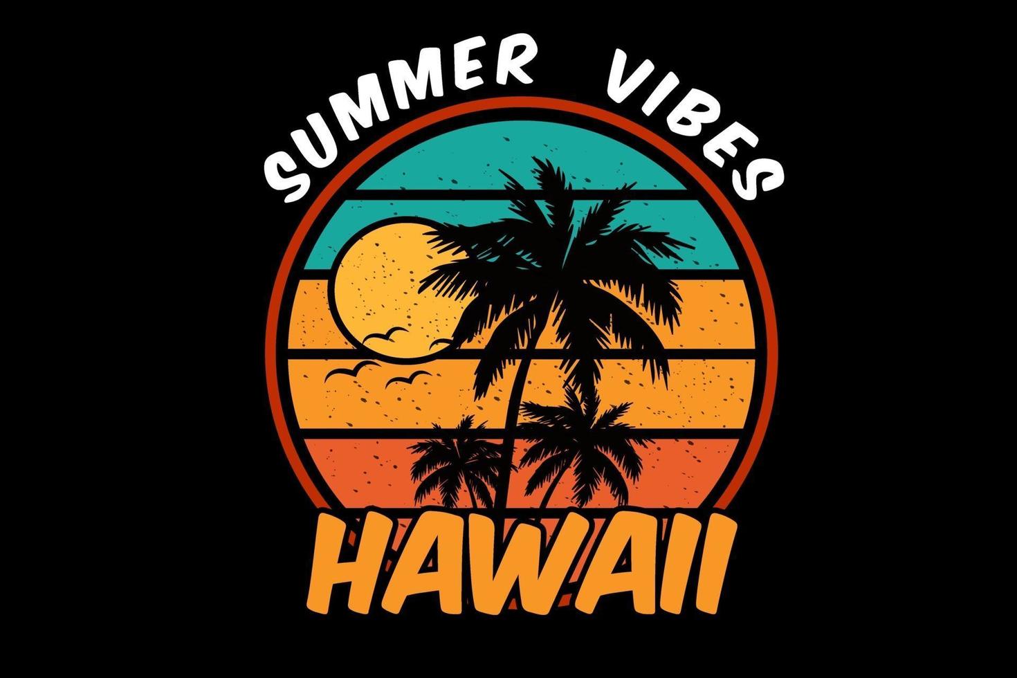 vibrações de verão desenho de silhueta havaí vetor