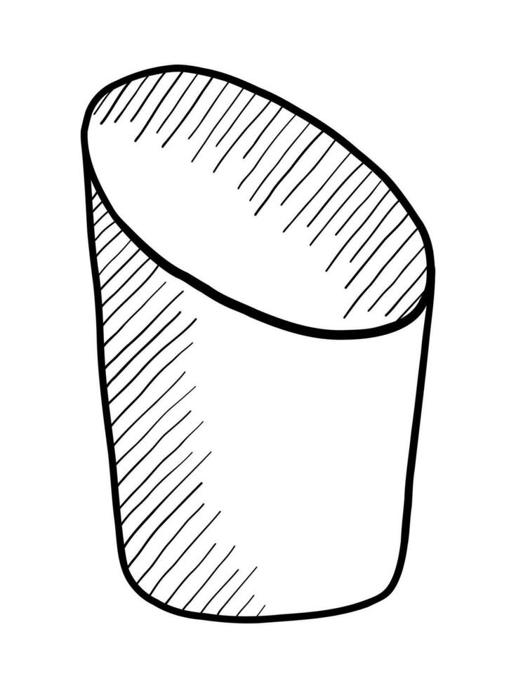 Preto vetor isolado em uma branco fundo rabisco ilustração do uma papel copo para francês fritas e velozes Comida