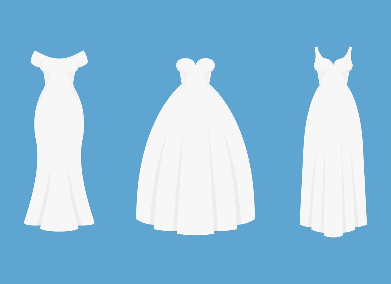 ilustração do projeto do vetor do vestido branco da noiva isolada no fundo azul