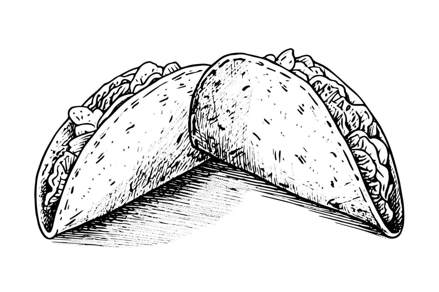 mão desenhado tinta esboço do taco. tradicional mexicano velozes Comida ilustração. vetor desenho.