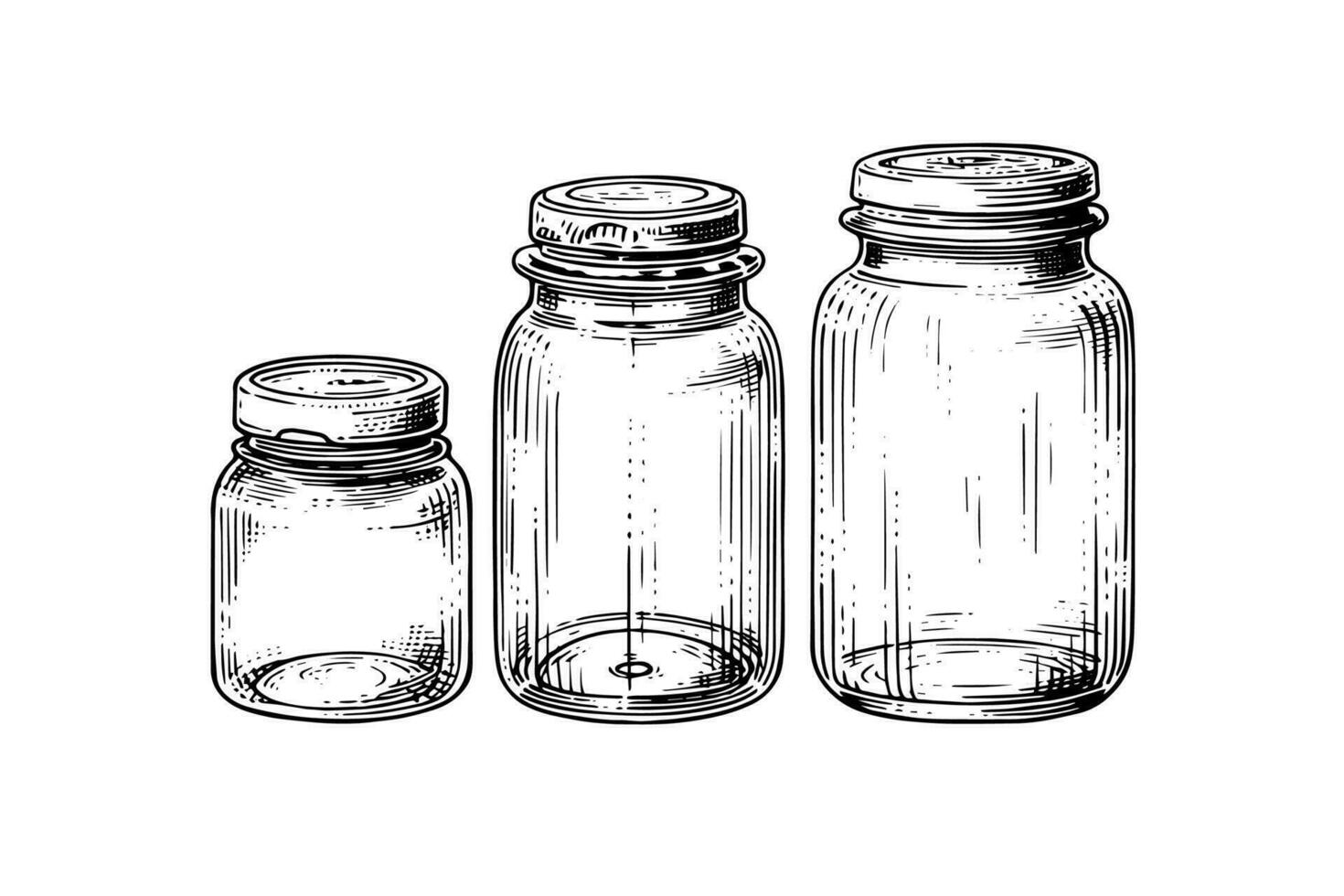 esvaziar vidro frascos tinta esboço. vetor vintage Preto gravação ilustração.