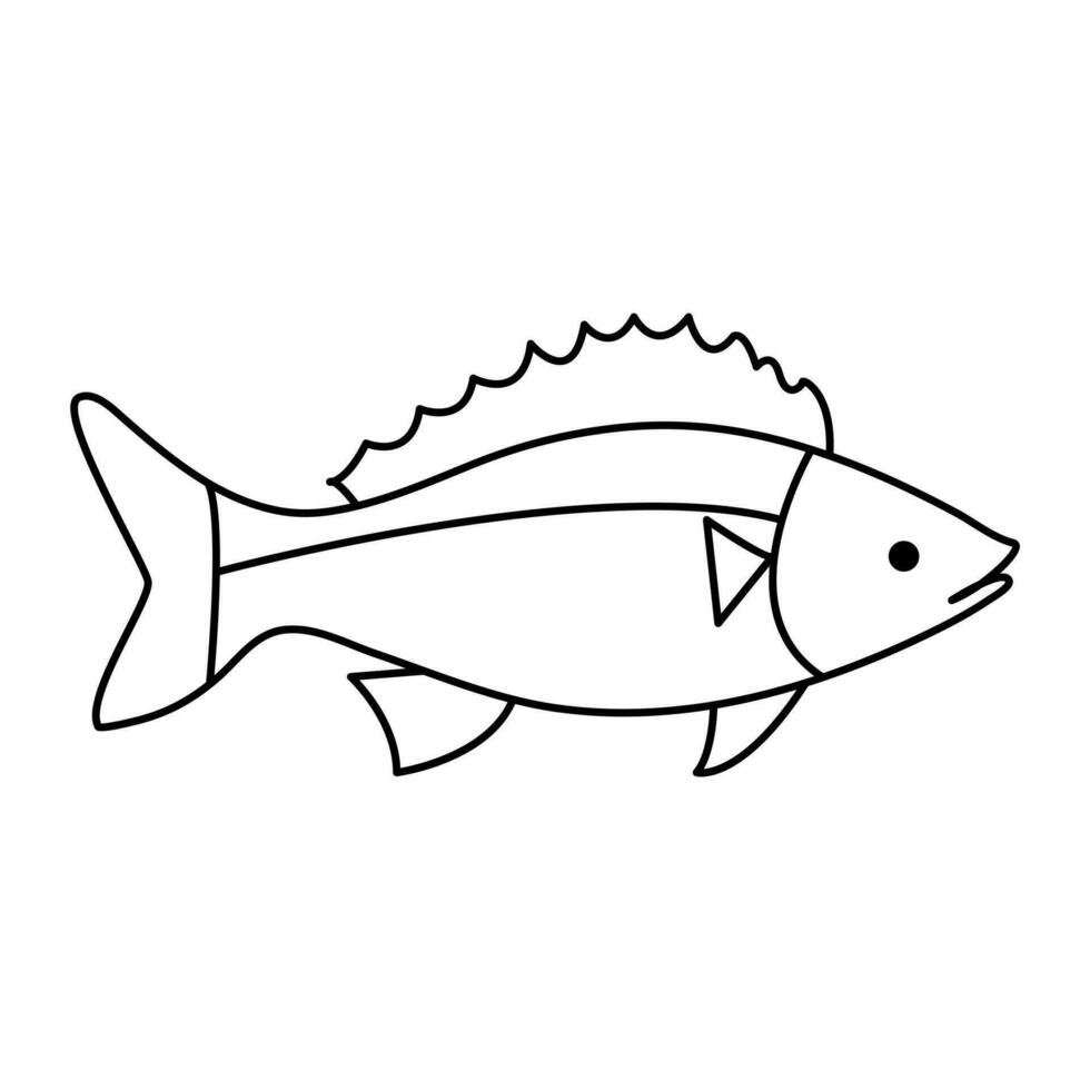 contínuo 1 linha desenhando do grande peixe e solteiro linha vetor arte ilustração