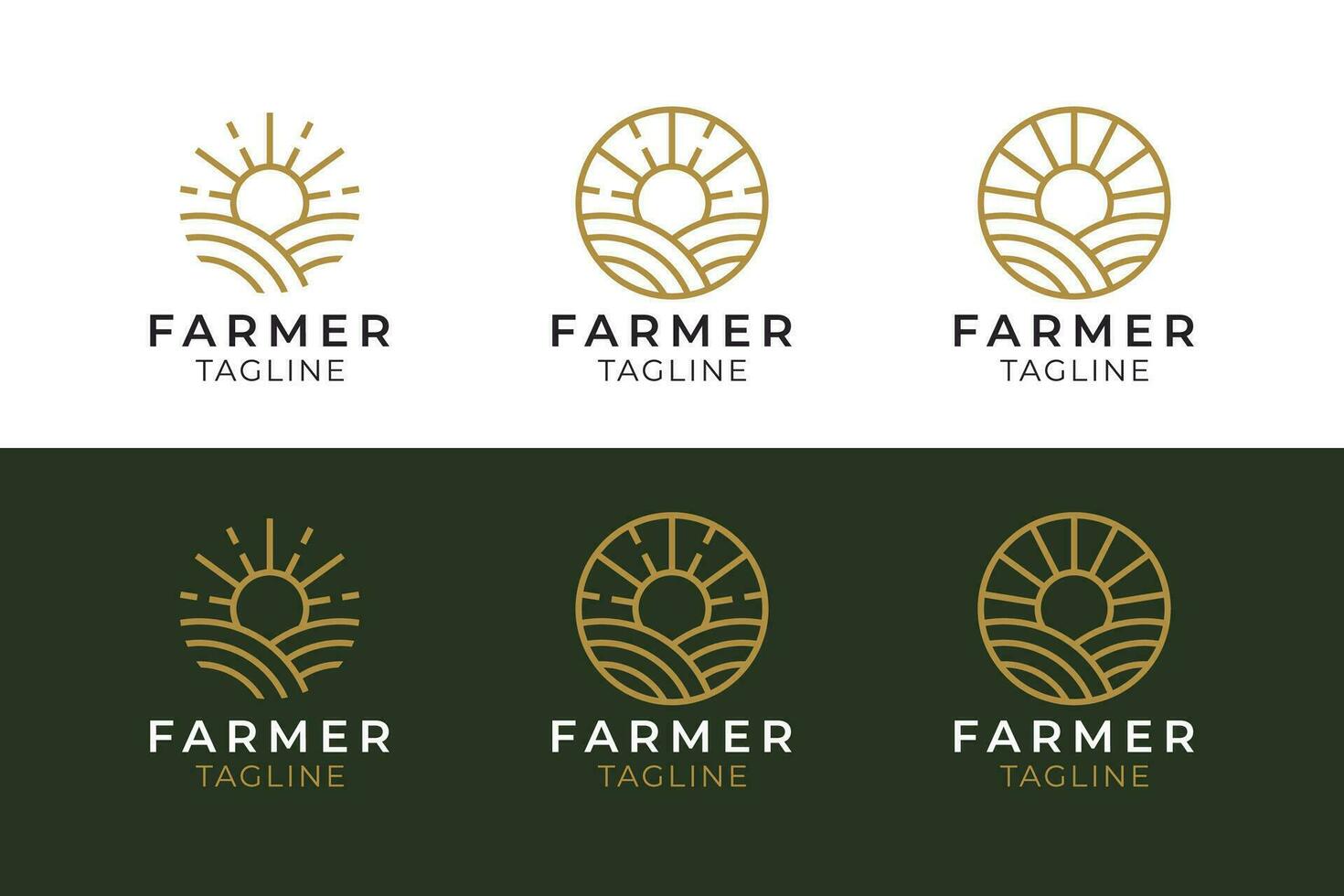 pôr do sol agricultor minimalista estilo logotipo vetor