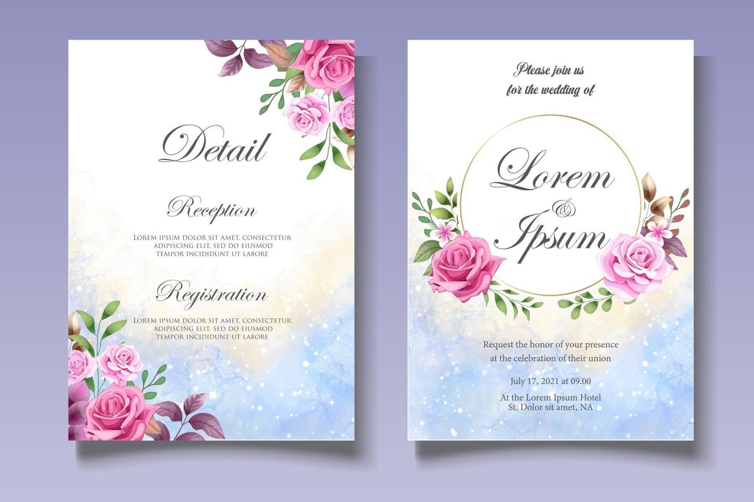 lindo tema floral de cartão de casamento vetor