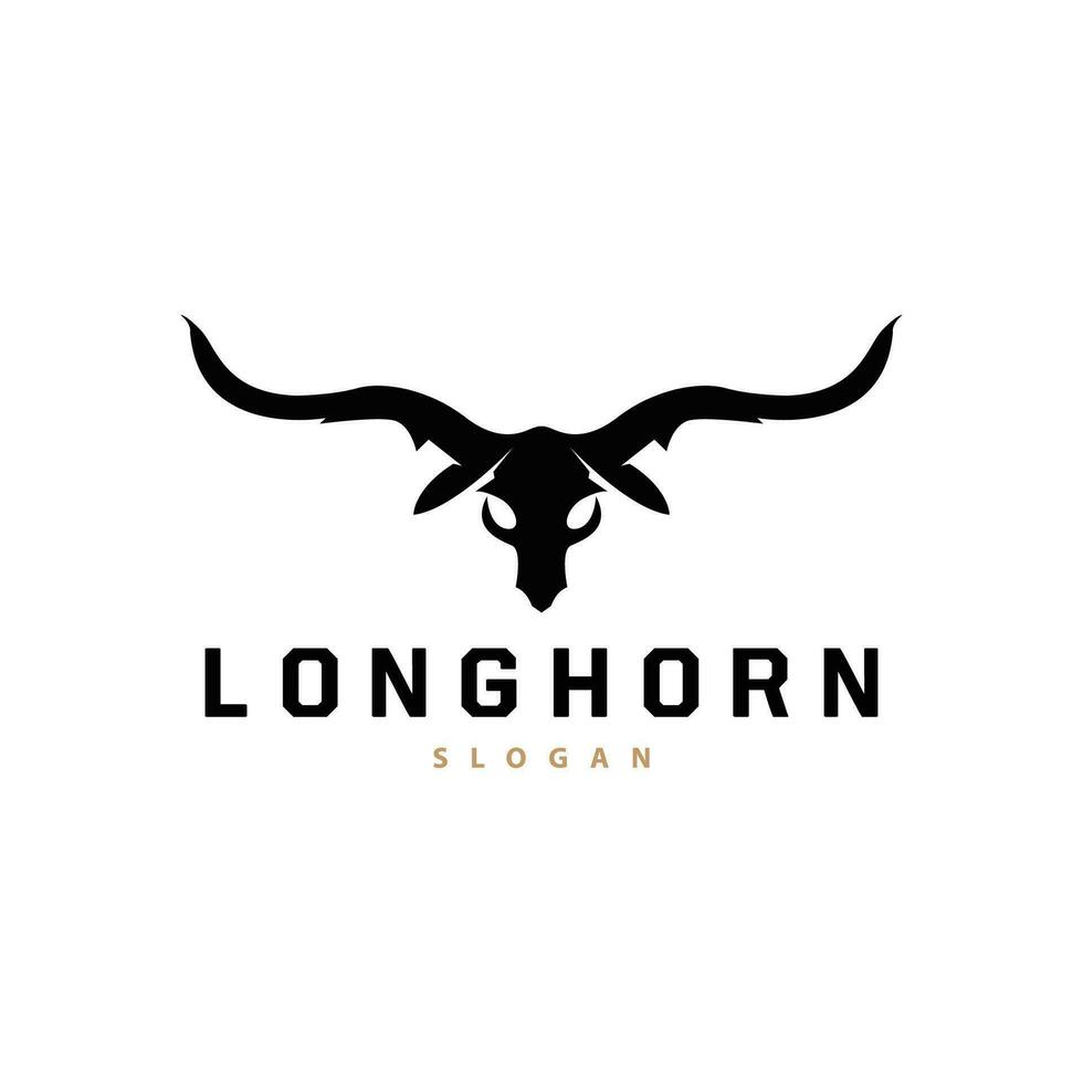 longhorn animal logotipo projeto, Fazenda retro vintage chifre minimalista simples modelo ilustração vetor