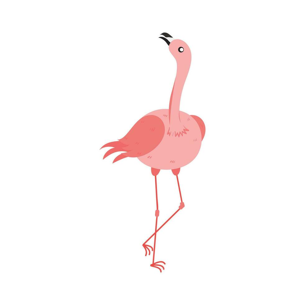 Rosa flamingo desenho animado ilustração isolado dentro branco fundo. verão animal ilustração vetor