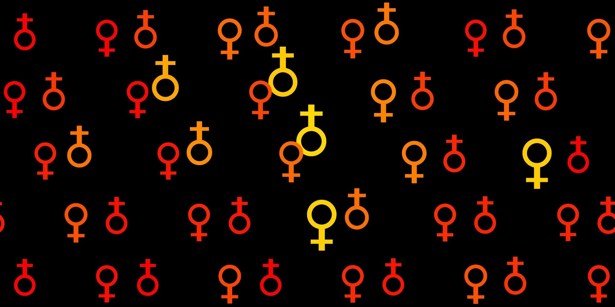 pano de fundo vector laranja claro com símbolos de poder da mulher.