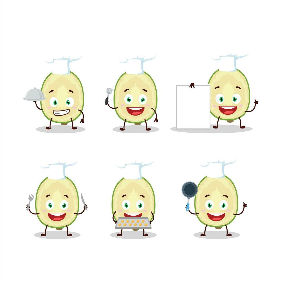 desenho animado personagem do fatia do ambarella com vários chefe de cozinha emoticons vetor