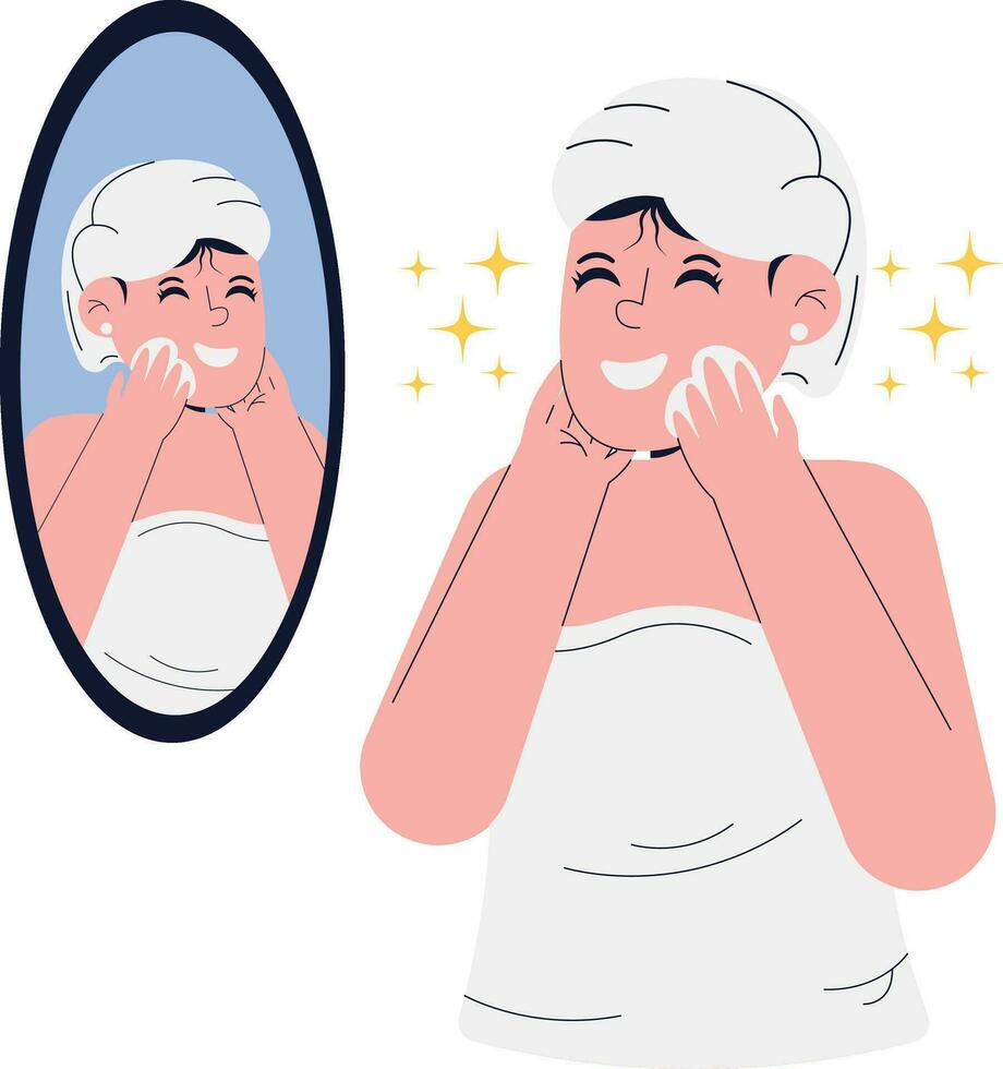 mulher fazendo facial tratamento ilustração vetor