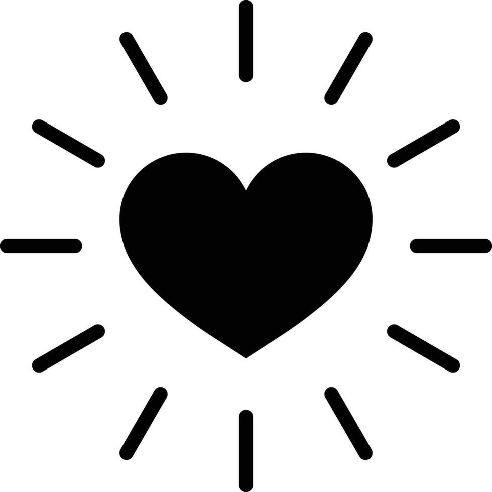 brilhando coração ícone vetor . coração com brilho . coração brilho do sol ícone . amor brilho símbolo