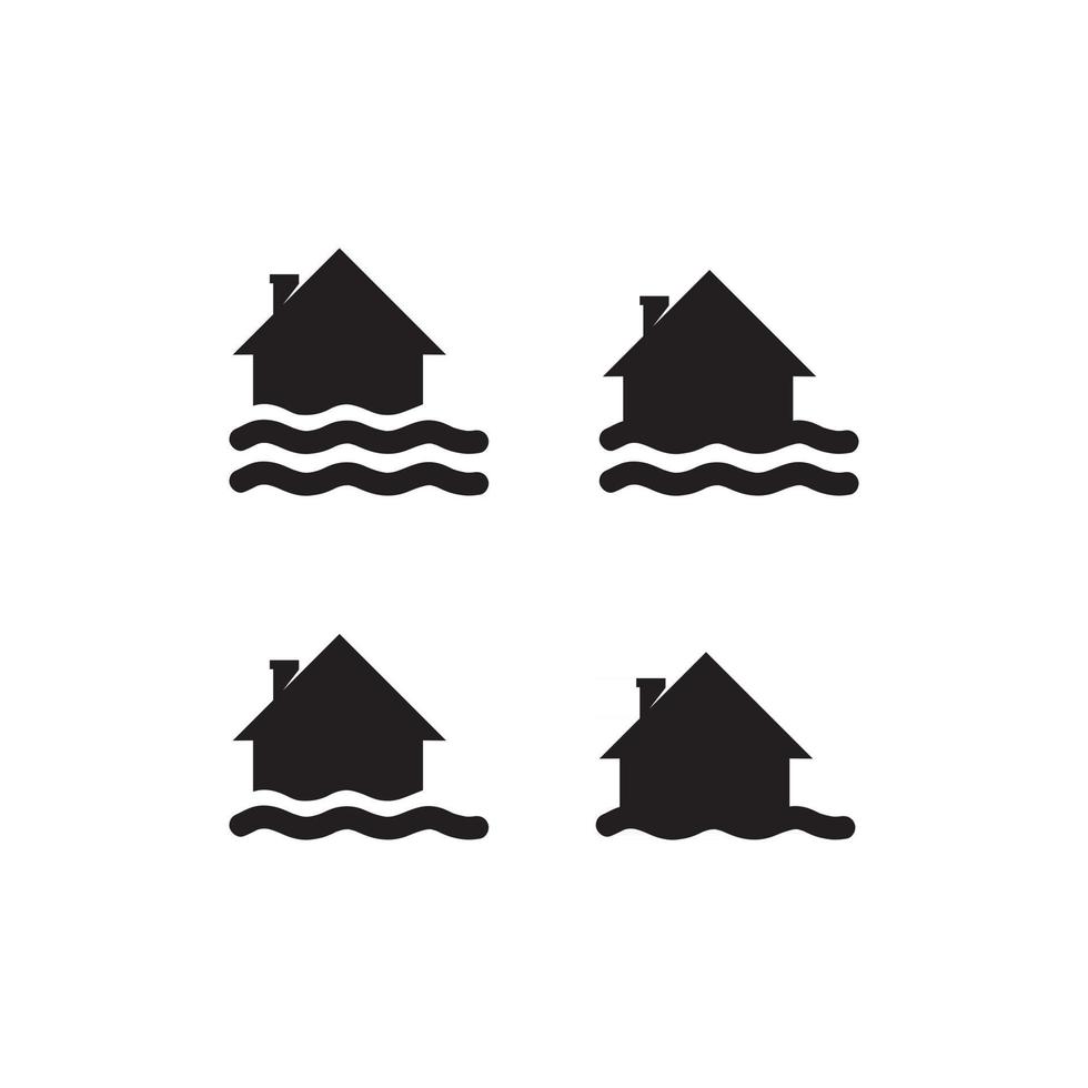 vetor de ícone de onda de água com ilustração de casa para símbolo e conjunto de ícones