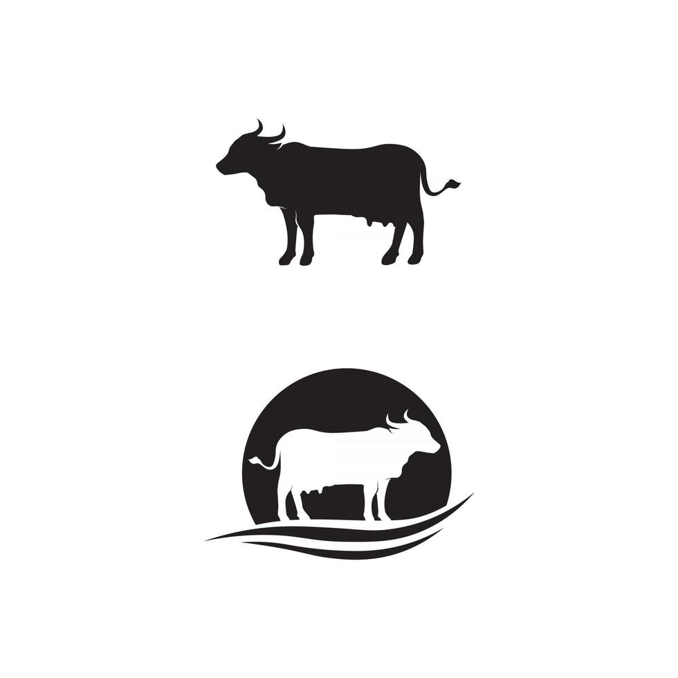 aplicativo de ícones de modelos de logotipo e símbolo de chifre de touro e vaca cabeça vetor