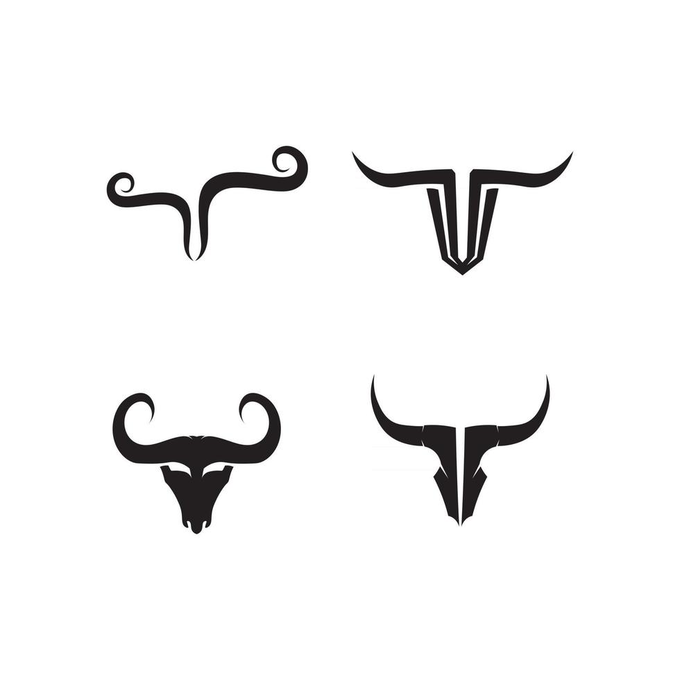 aplicativo de ícones de modelos de logotipo e símbolo de chifre de touro e vaca cabeça vetor