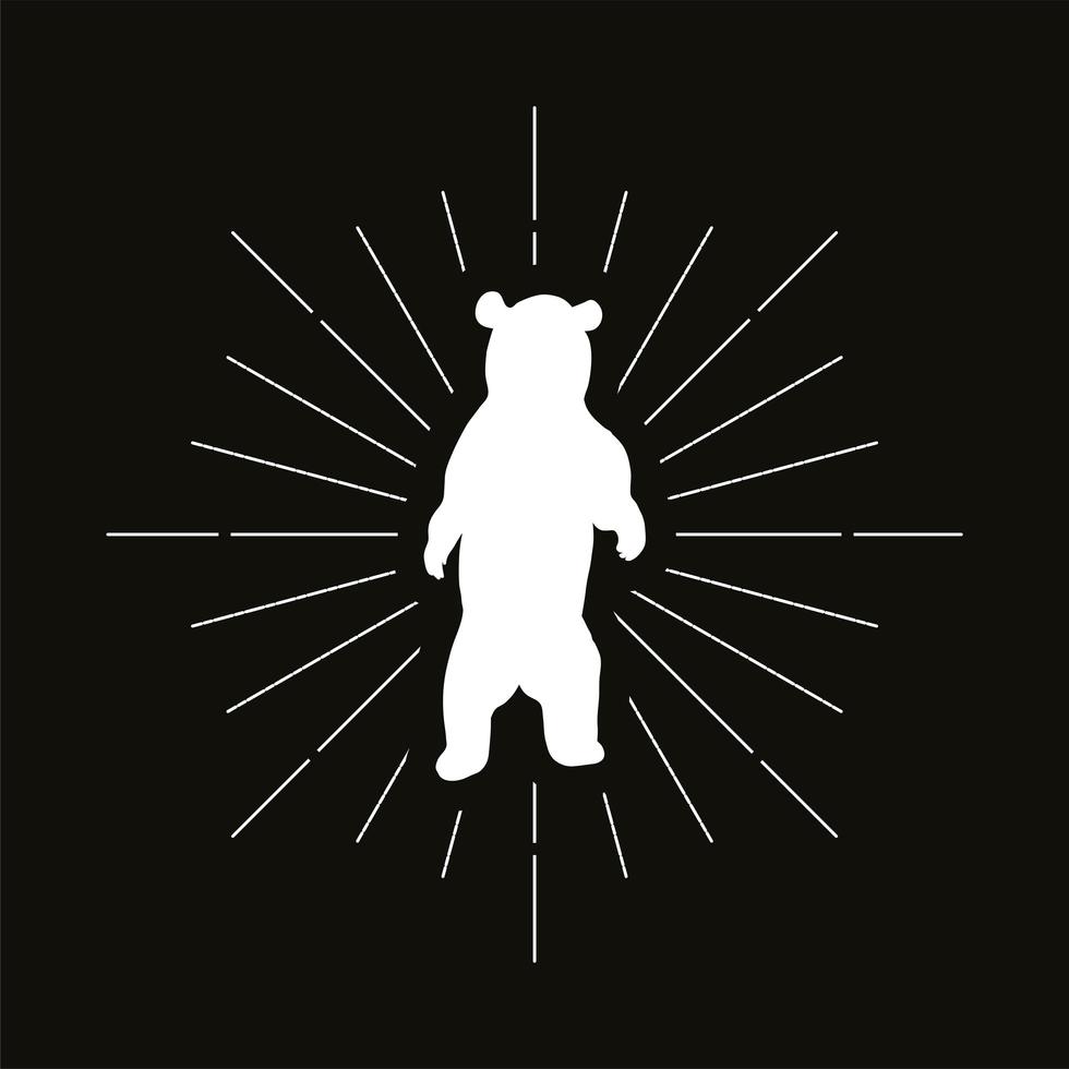 logotipo da silhueta do urso em pé retrô vetor