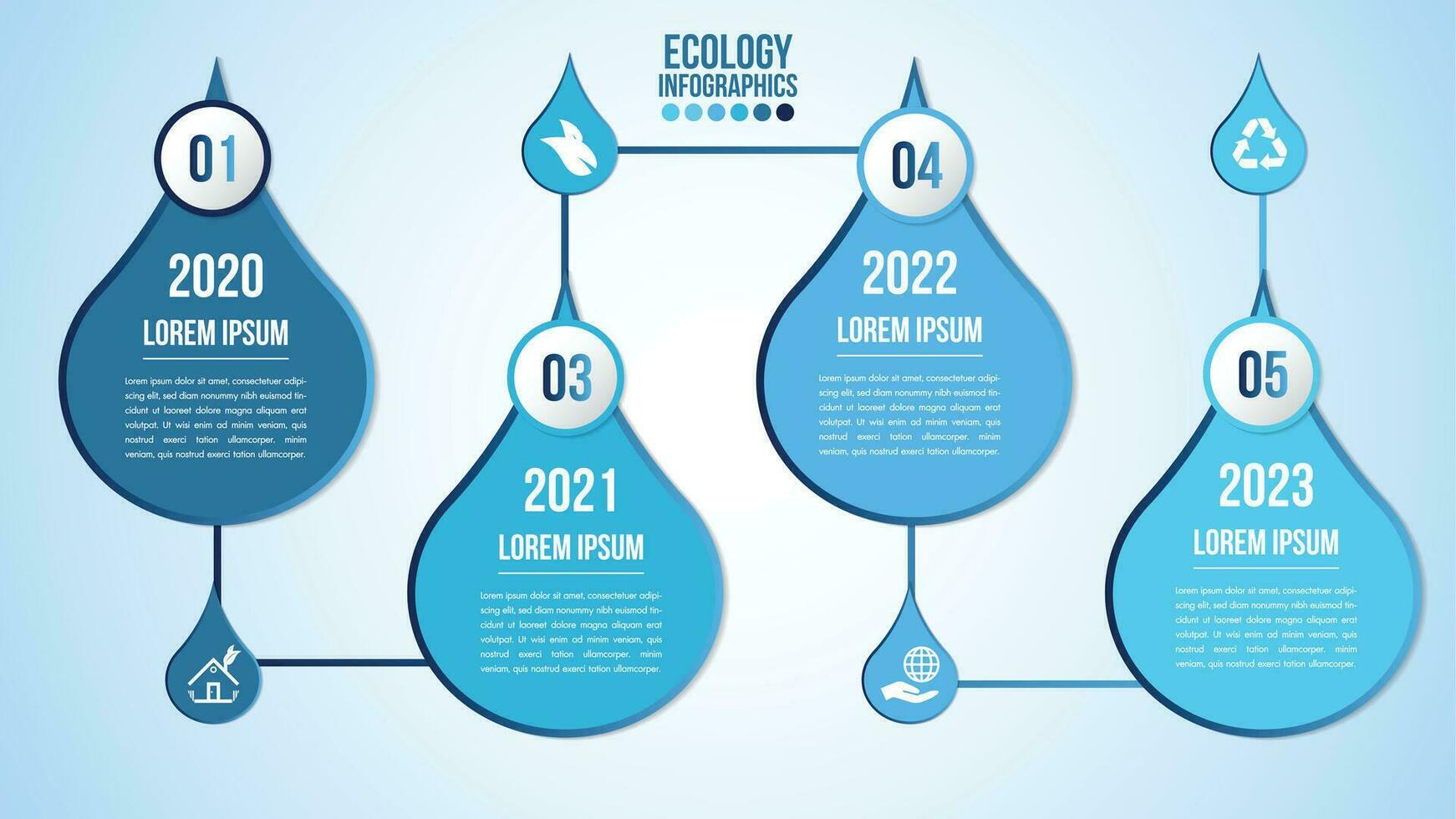 infográfico eco água azul Projeto elementos processo 4 passos ou opções partes com solta do água. ecologia orgânico natureza vetor o negócio modelo para apresentação.