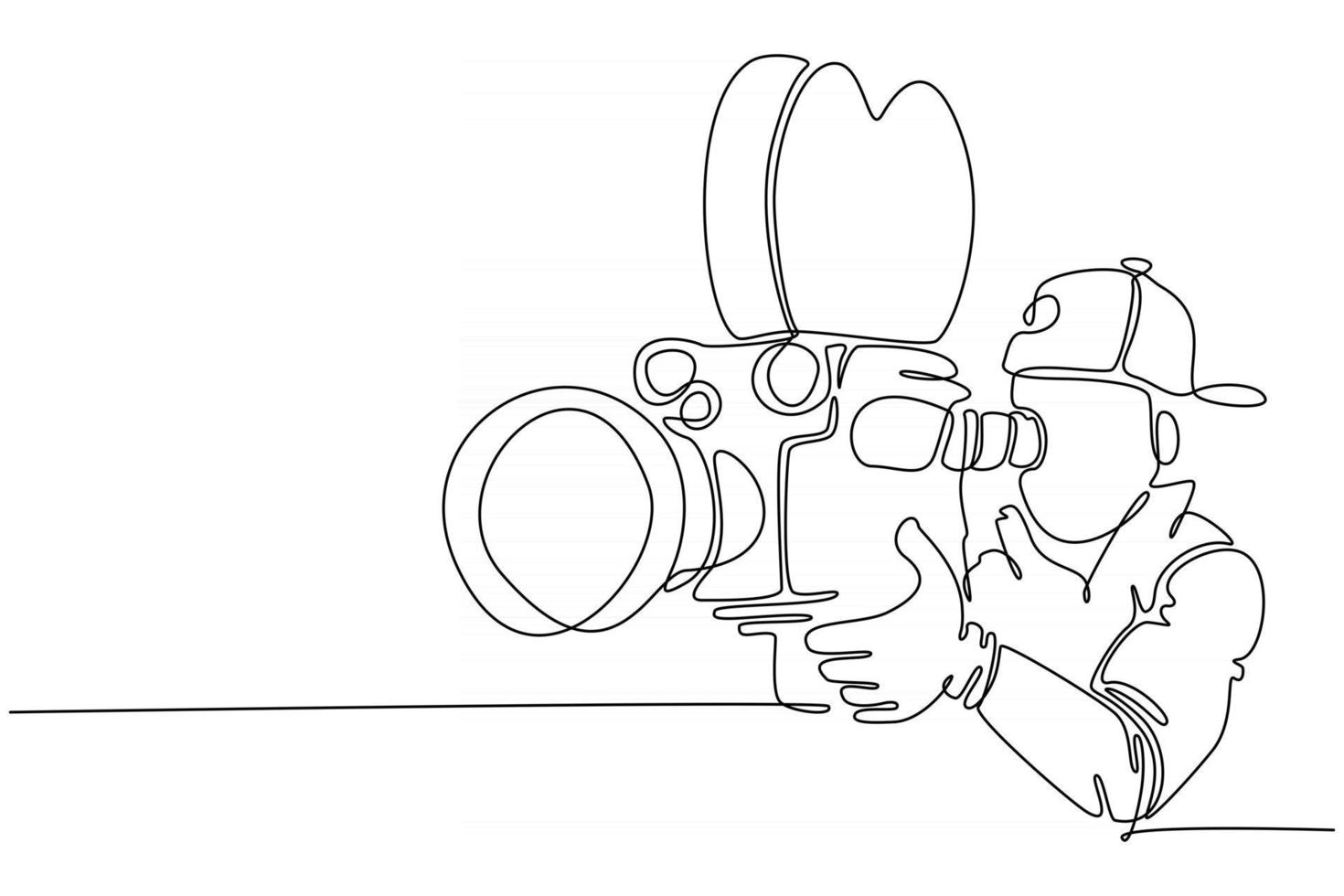 ilustração em vetor câmera operador masculino linha contínua