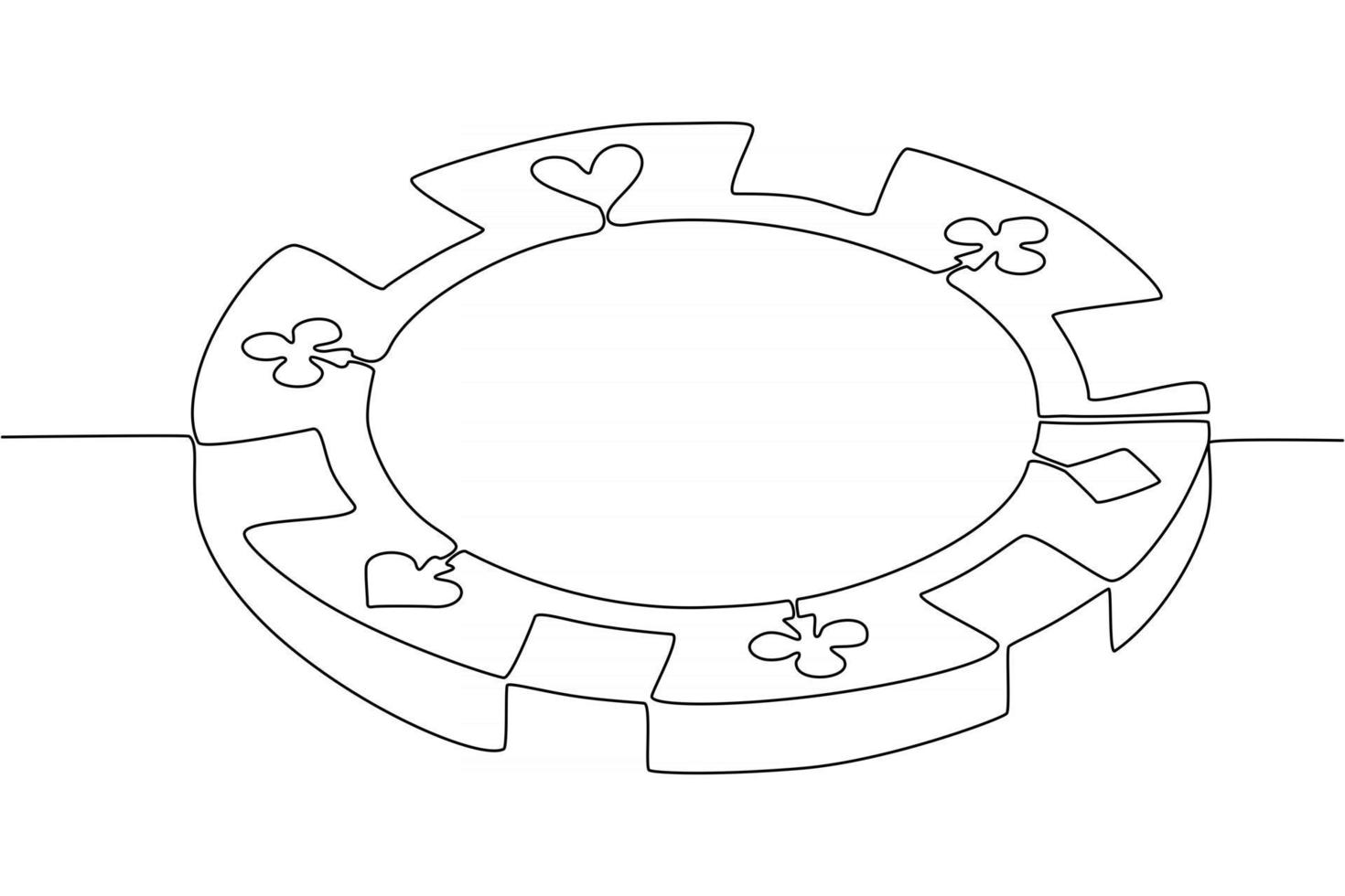 ilustração vetorial de linha contínua de fichas de pôquer vetor