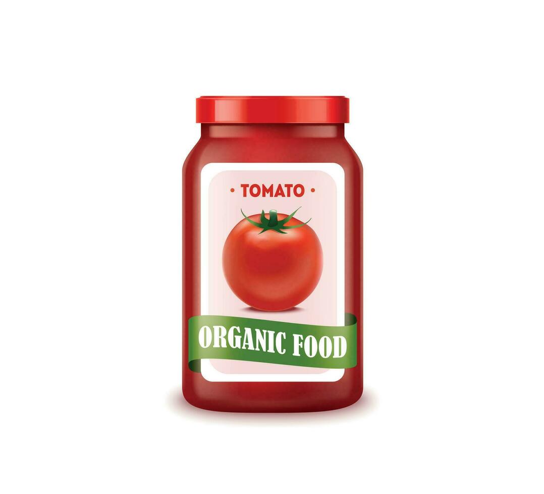 realista detalhado 3d tomate vidro jar. vetor