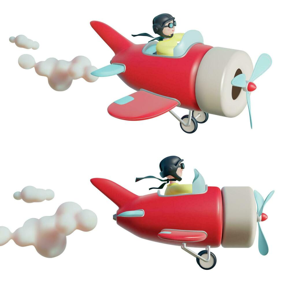 realista detalhado 3d diferente Visão piloto brinquedo avião definir. vetor