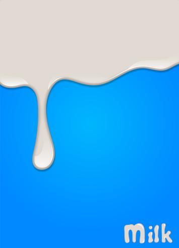 A gota realística do leite, espirra, líquido isolado no fundo azul. ilustração vetorial vetor