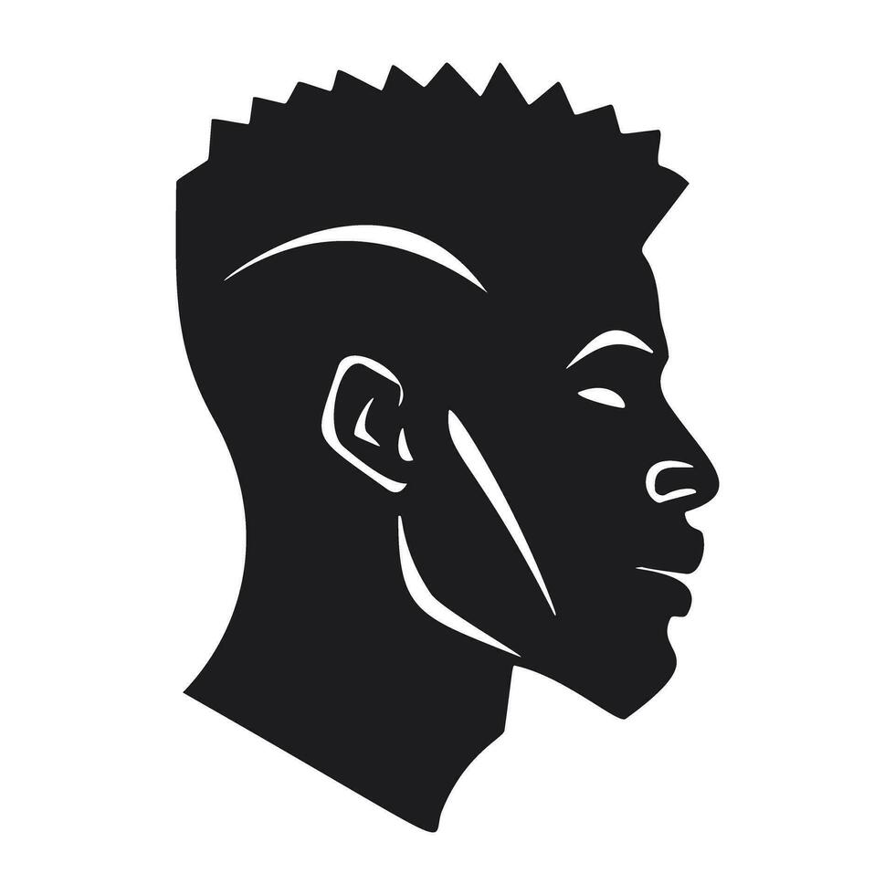 perfil afro americano homem silhueta vetor