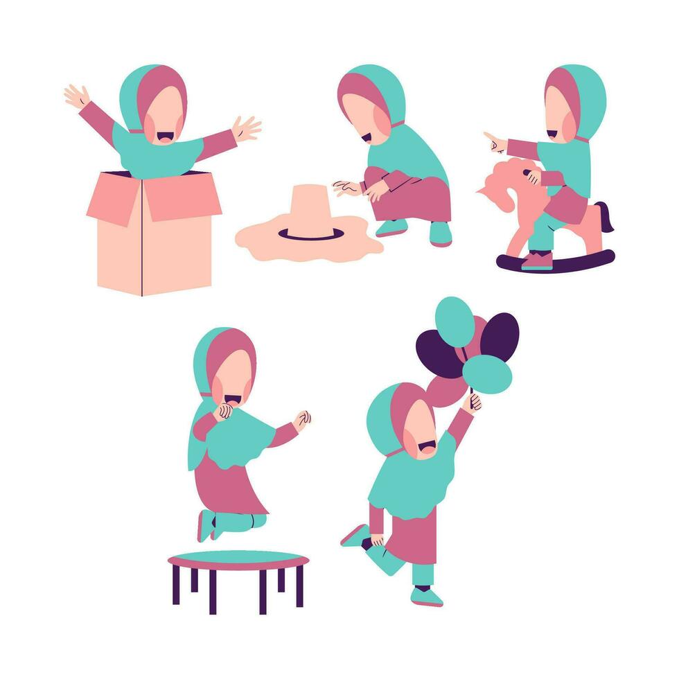 conjunto do hijab menina jogando vetor