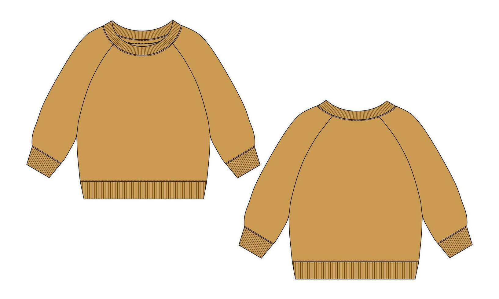 grandes manga suéter técnico desenhando moda plano esboço vetor modelo para masculino. suéter vestir Projeto zombar acima frente e costas Visualizações