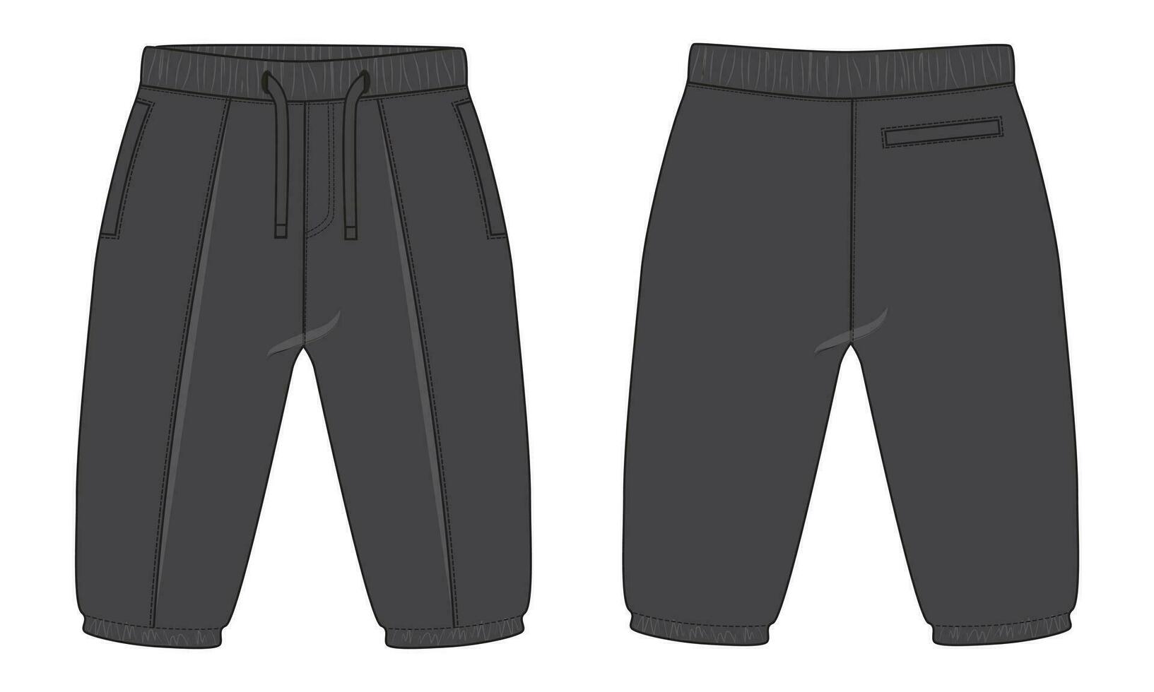 lã algodão jérsei básico suor calça técnico desenhando moda plano esboço modelo frente e costas Visualizações. vestuário corredor calça vetor ilustração zombar acima para crianças e Rapazes.