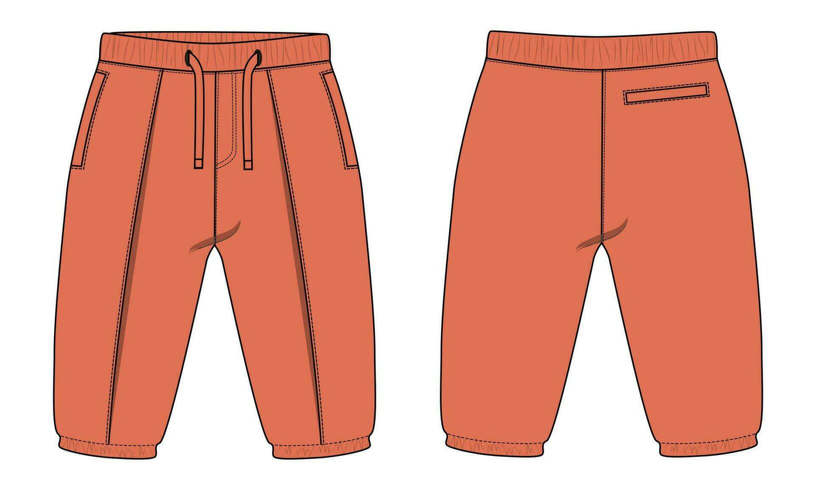 lã algodão jérsei básico suor calça técnico desenhando moda plano esboço modelo frente e costas Visualizações. vestuário corredor calça vetor ilustração zombar acima para crianças e Rapazes.