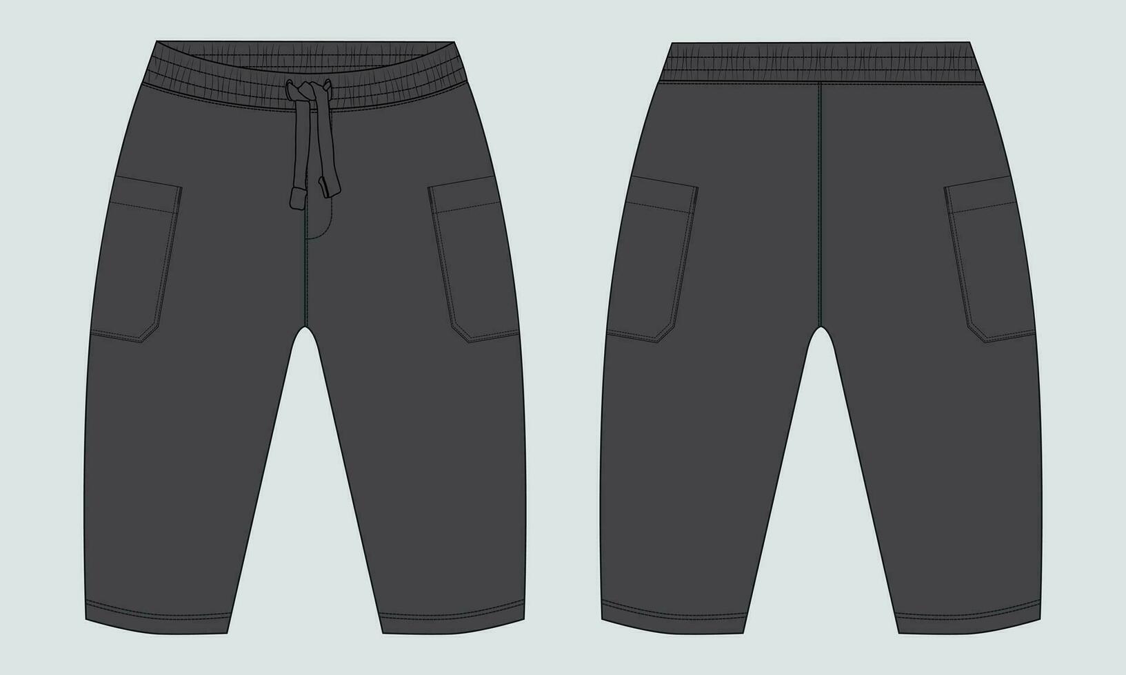 lã algodão jérsei básico suor calça técnico desenhando moda plano esboço modelo frente e costas Visualizações. vestuário corredor calça vetor ilustração zombar acima para crianças e Rapazes.