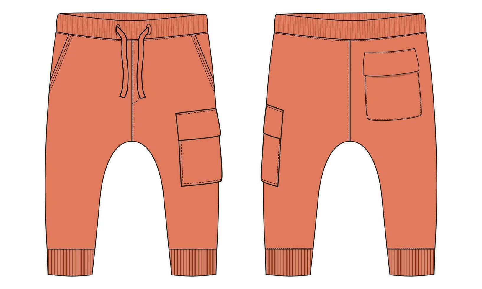 lã algodão jérsei básico suor calça técnico desenhando moda plano esboço modelo frente e costas Visualizações. vestuário corredor calça vetor ilustração zombar acima para crianças e Rapazes.