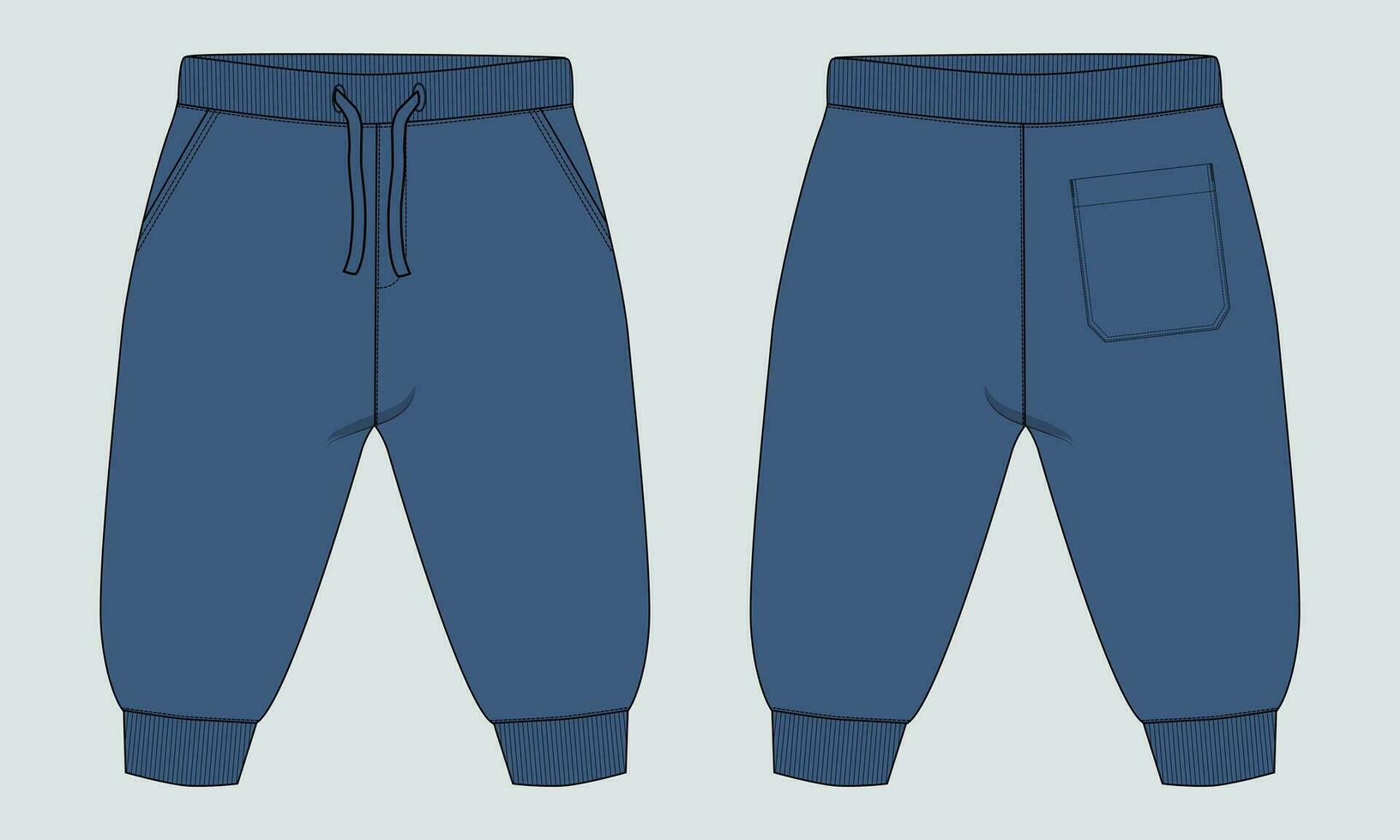 lã algodão jérsei básico suor calça técnico desenhando moda plano esboço modelo frente e costas Visualizações. vestuário corredor calça vetor ilustração zombar acima para crianças e Rapazes.